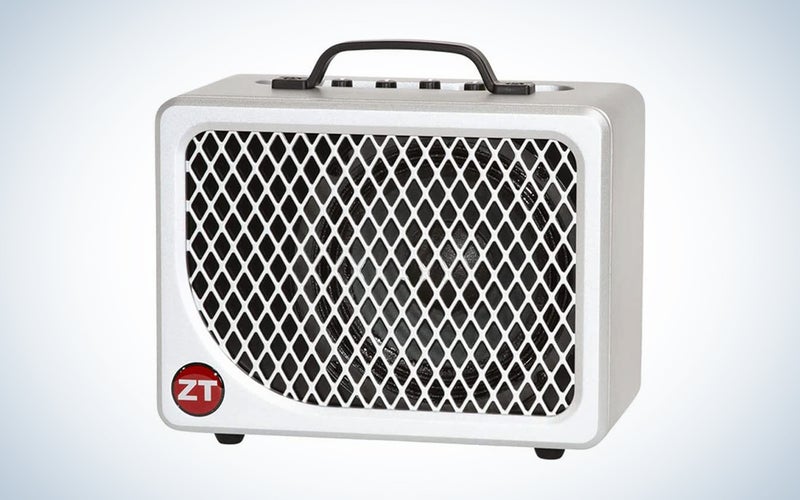 A ZT Amplifiers LunchBox Reverb Combo Amp on a blue and white background