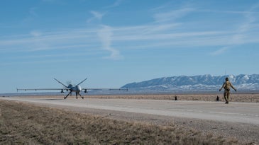 Watch a giant military drone land on a Wyoming highway